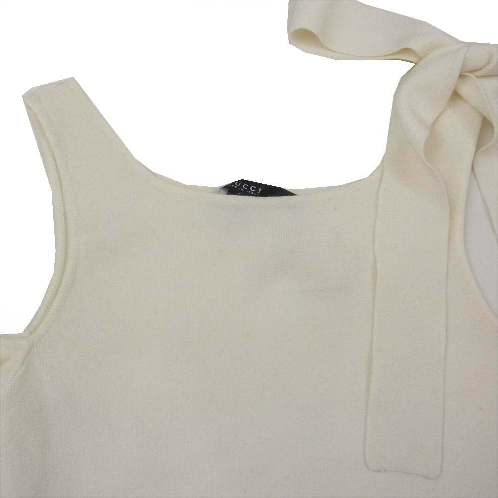 GUCCI グッチ 1119333 オープンショルダー リボン ニット ホワイト系 XS【中古】