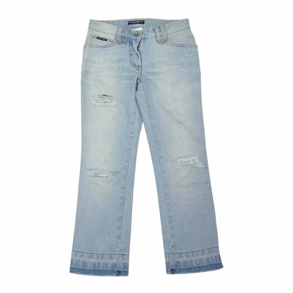 DOLCE&GABBANA ドルチェアンドガッバーナ F32AED ロゴプレート ダメージ加工 デニムパンツ インディゴブルー系 36【中古】