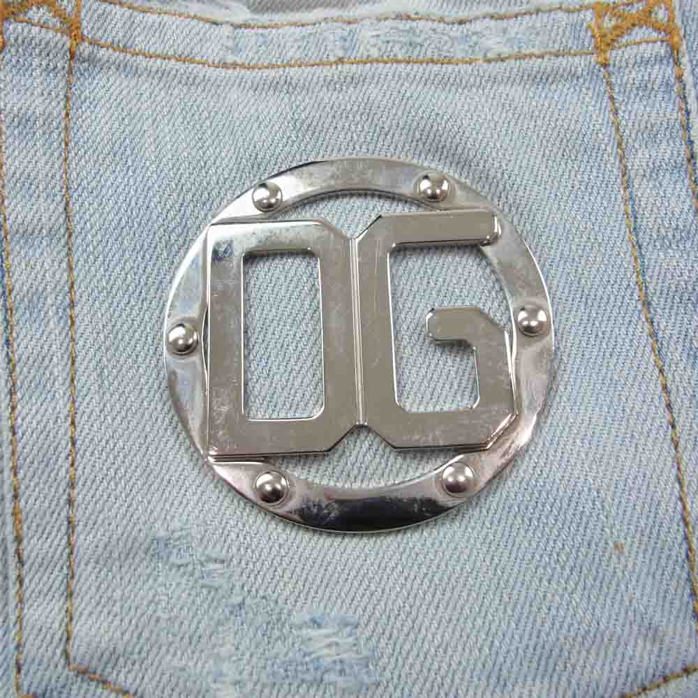 DOLCE&GABBANA ドルチェアンドガッバーナ F32AED ロゴプレート ダメージ加工 デニムパンツ インディゴブルー系 36【中古】