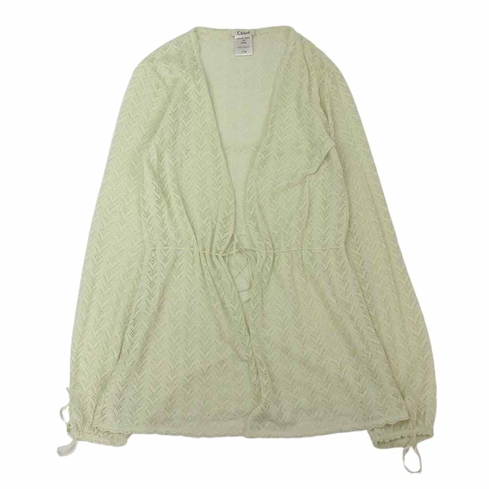 Chloe クロエ 国内正規品 フランス製 レース編み ドローコード カーディガン イエロー系 TM【中古】