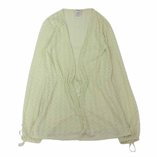 Chloe クロエ 国内正規品 フランス製 レース編み ドローコード カーディガン イエロー系 TM【中古】