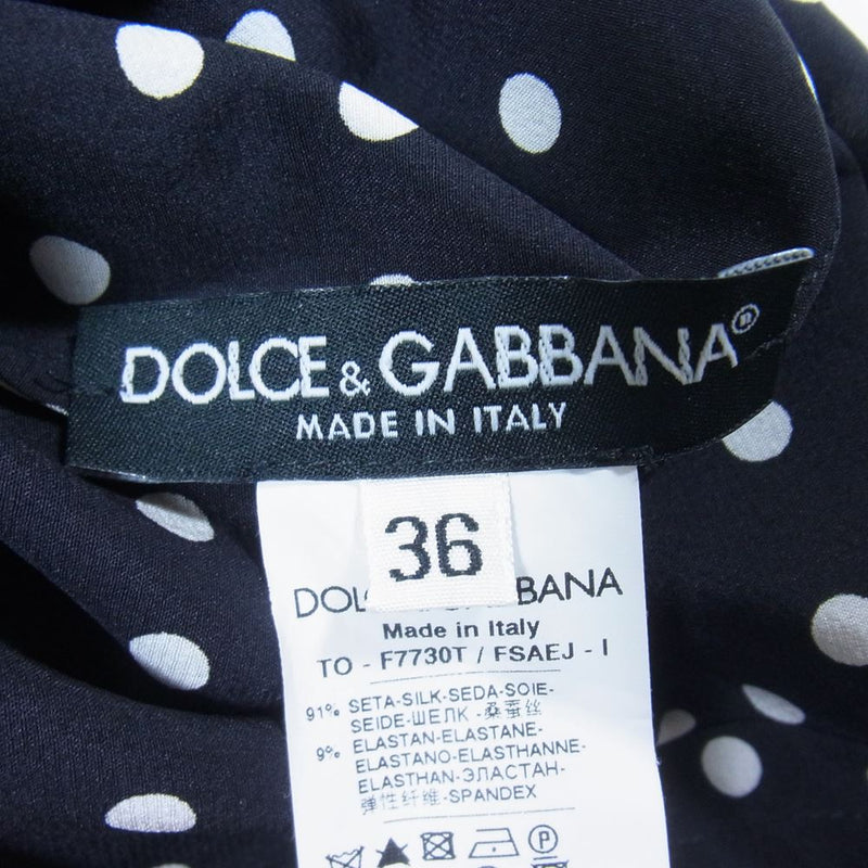 DOLCE&GABBANA ドルチェアンドガッバーナ イタリア製 ストレッチシルク ドット プルオーバー バックジップ ブラウス ブラック系  36【中古】
