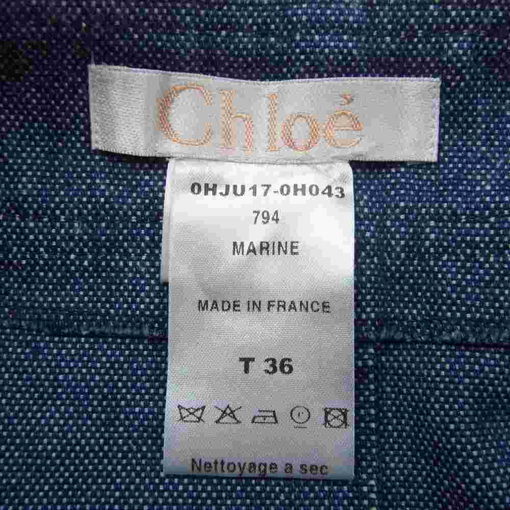 Chloe クロエ 0HJU17-0H043 国内正規品 フランス製 スワンSフック ベルテッド スカート インディゴブルー系 36【美品】【中古】