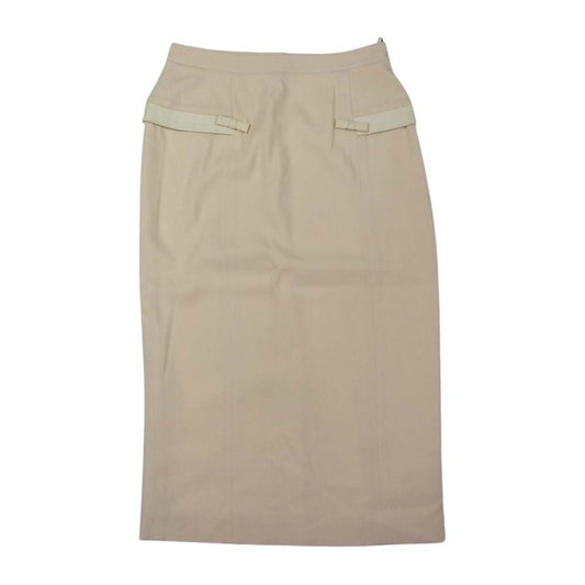 Dior ディオール シルク リボン タイト スカート オフホワイト系 34【中古】