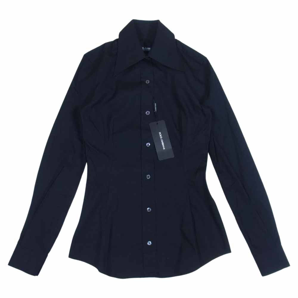 DOLCE&GABBANA ドルチェアンドガッバーナ ビッグカラー シャツ ブラック系 38【新古品】【未使用】【中古】