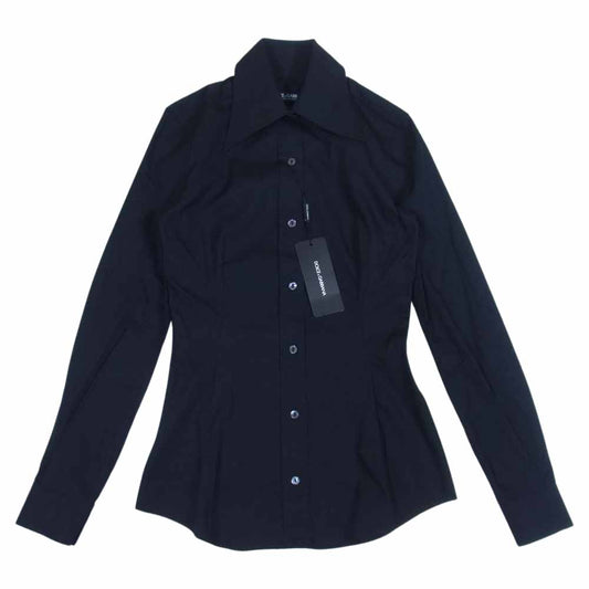 DOLCE&GABBANA ドルチェアンドガッバーナ ビッグカラー シャツ ブラック系 38【新古品】【未使用】【中古】