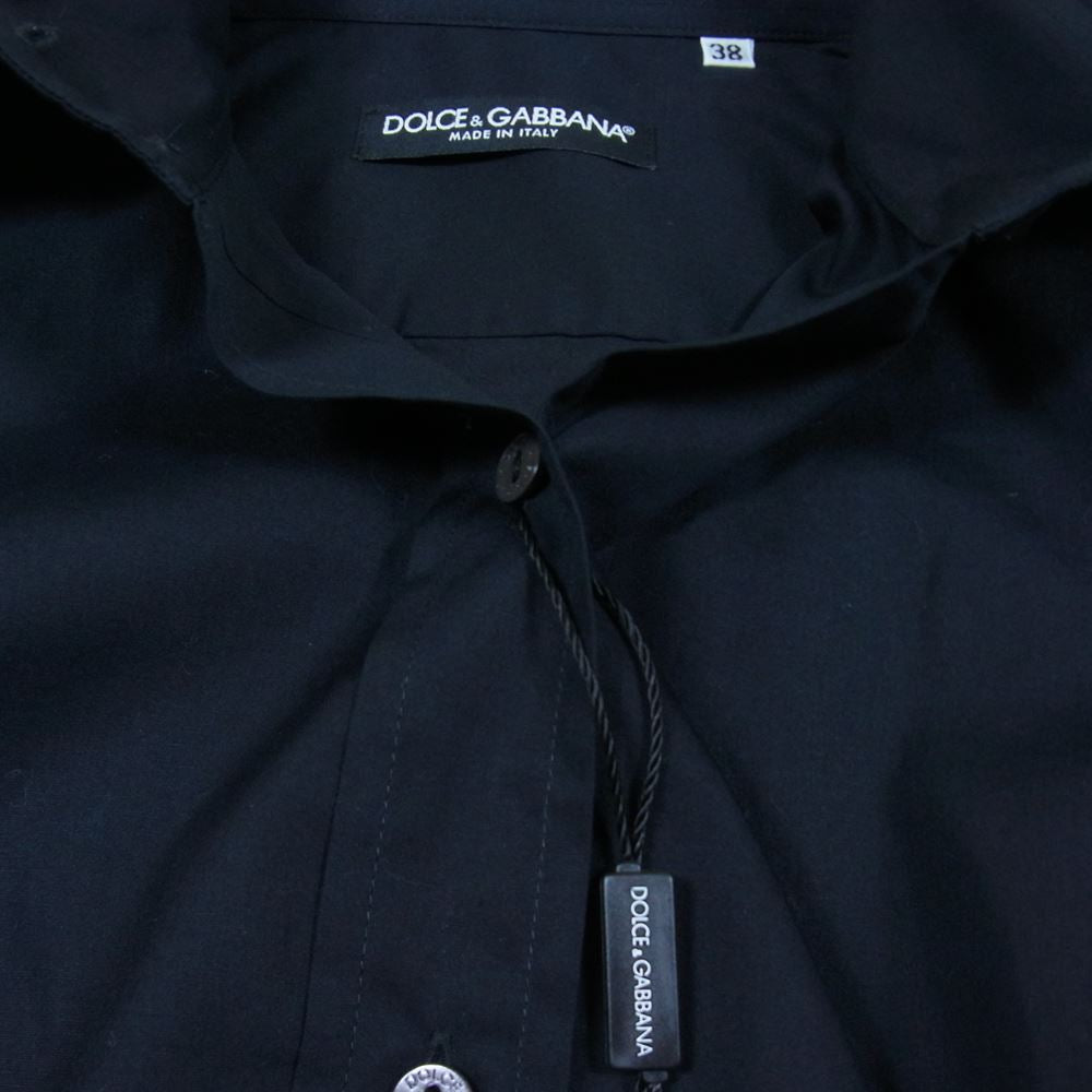 DOLCE&GABBANA ドルチェアンドガッバーナ ビッグカラー シャツ ブラック系 38【新古品】【未使用】【中古】
