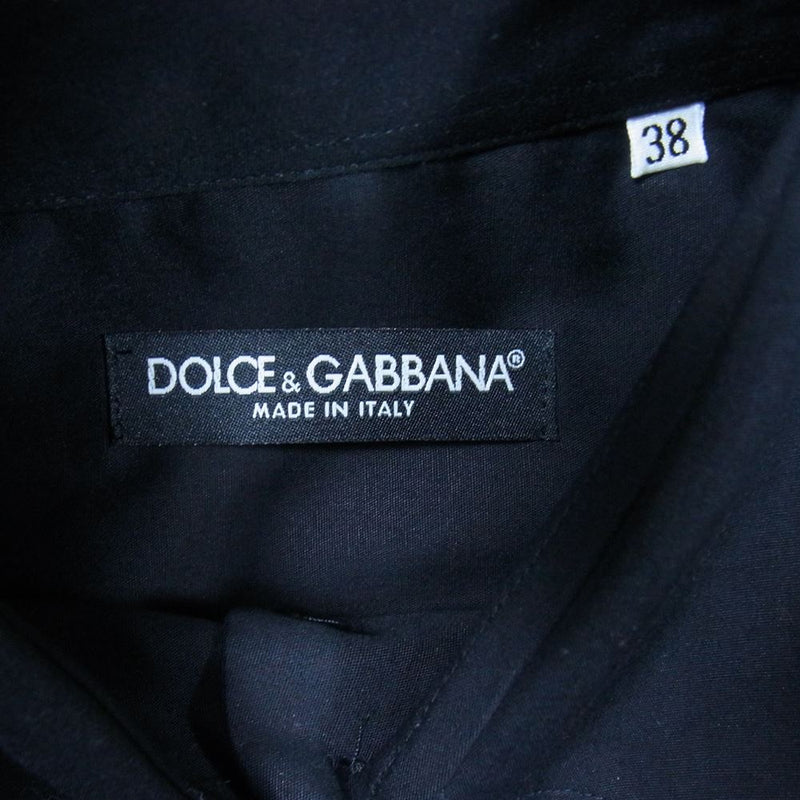 DOLCE&GABBANA ドルチェアンドガッバーナ ビッグカラー シャツ ブラック系 38【新古品】【未使用】【中古】