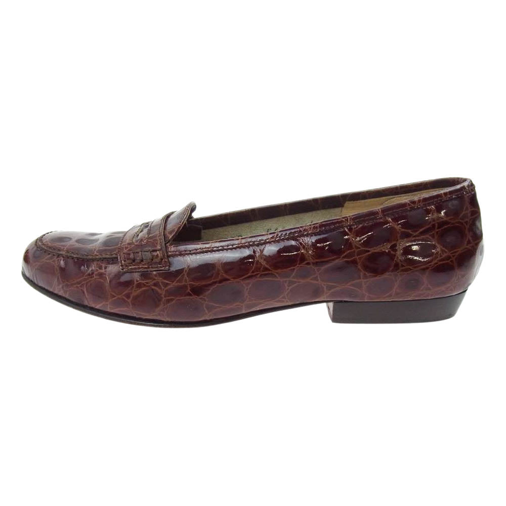 Salvatore Ferragamo サルヴァトーレフェラガモ クロコ型押し ローファー ブラウン系【中古】