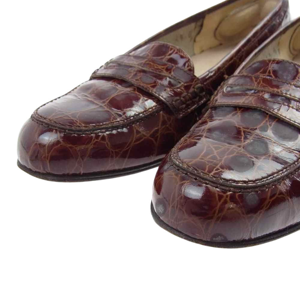 Salvatore Ferragamo サルヴァトーレフェラガモ クロコ型押し ローファー ブラウン系【中古】