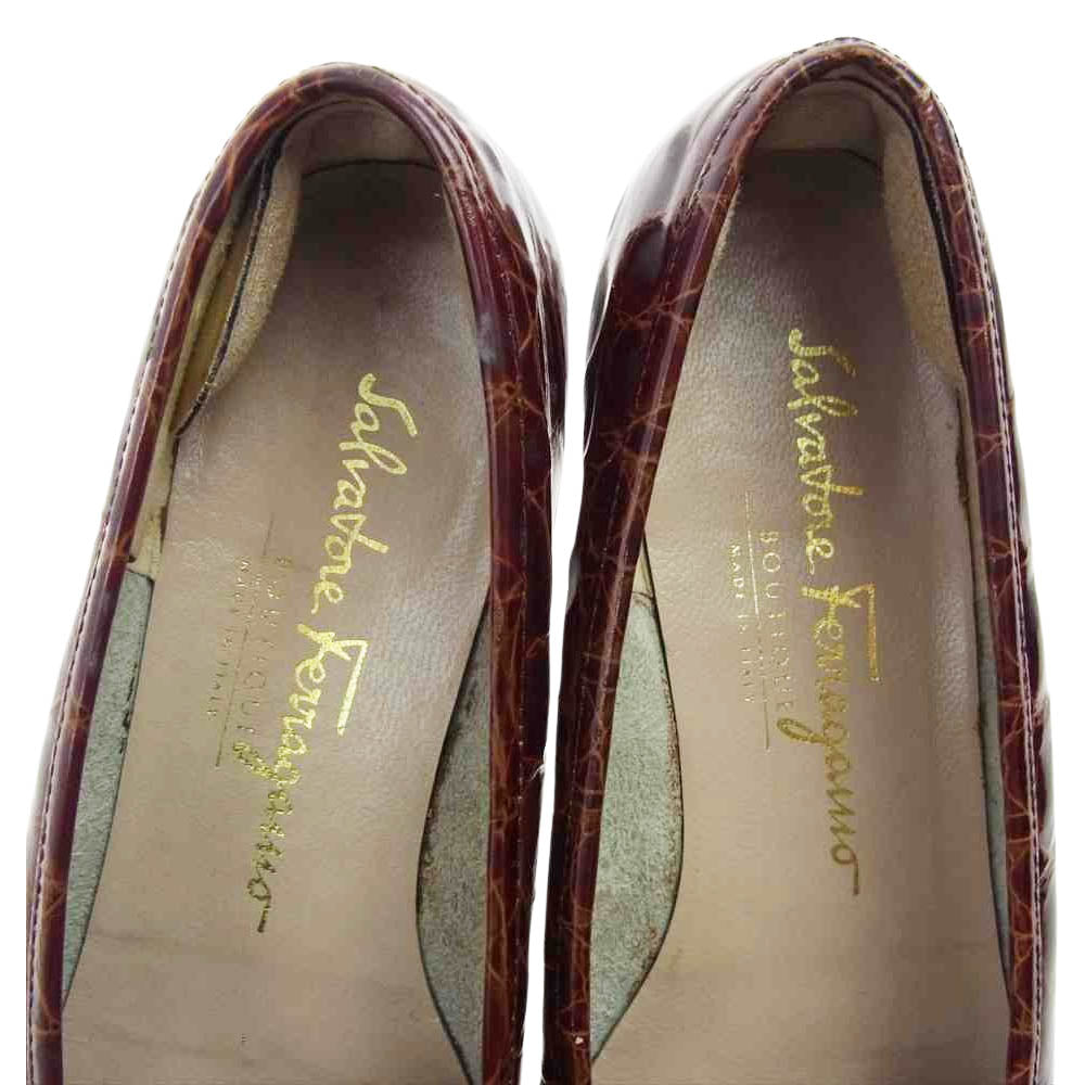 Salvatore Ferragamo サルヴァトーレフェラガモ クロコ型押し ローファー ブラウン系【中古】