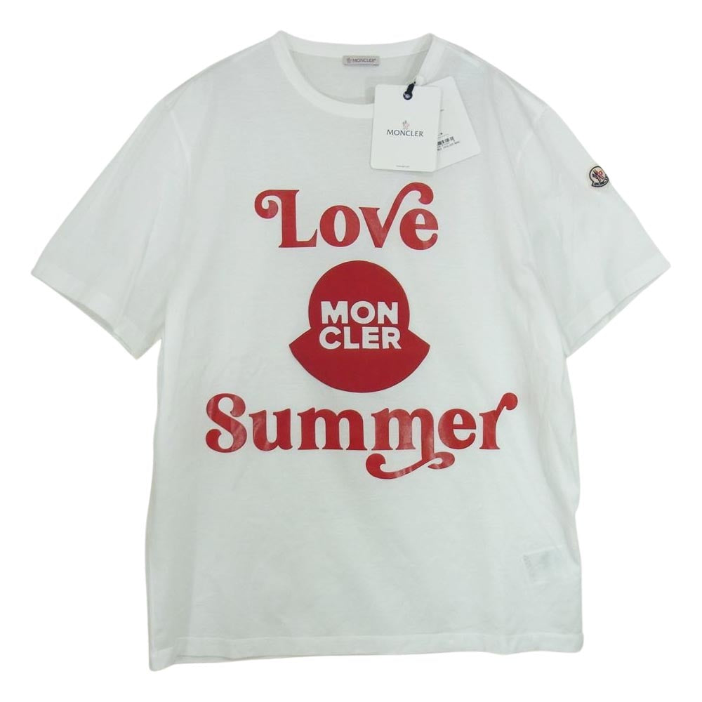 MONCLER モンクレール 20SS G10918C7D610 8390Y MAGLIA T-SHIRT LOVE SUMMER ラブサマー マグリア ロゴ クルーネック 半袖 Tシャツ ホワイト系 XL【中古】