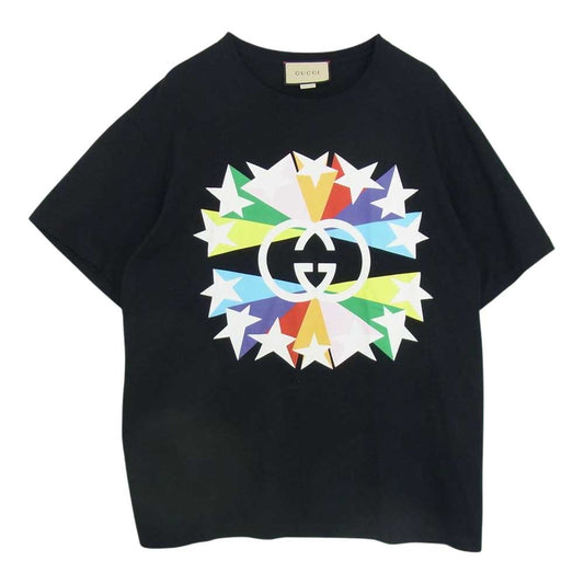 GUCCI グッチ 21AW 548334 XJDNH 国内正規品 スター プリント インターロッキングG クルーネック 半袖 Tシャツ ブラック系 XL【中古】