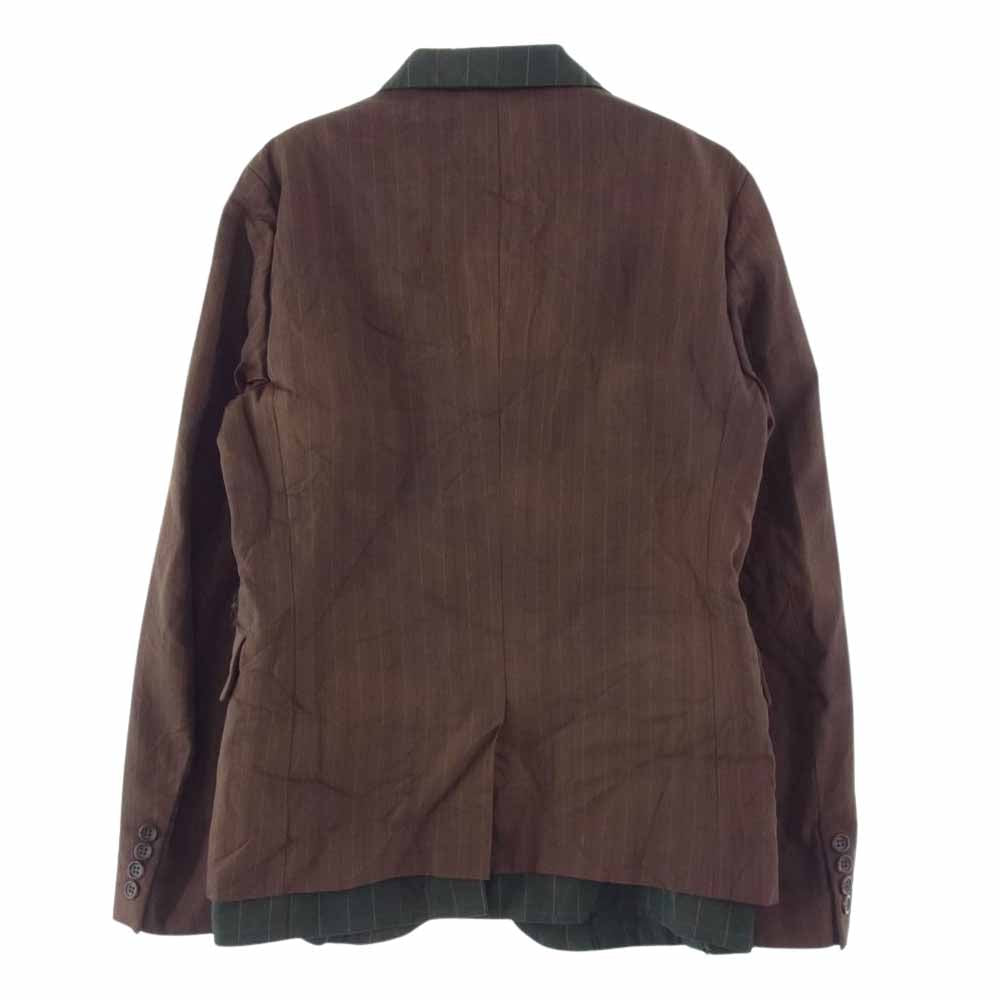 COMME des GARCONS HOMME DEUX コムデギャルソンオムドゥ AD2020 DG-J27 ポリ縮絨 サイドジップ 後ろ二重 カットオフエッジ 袖切替 テーラードジャケット グリーン系 ブラウン系 XS【美品】【中古】