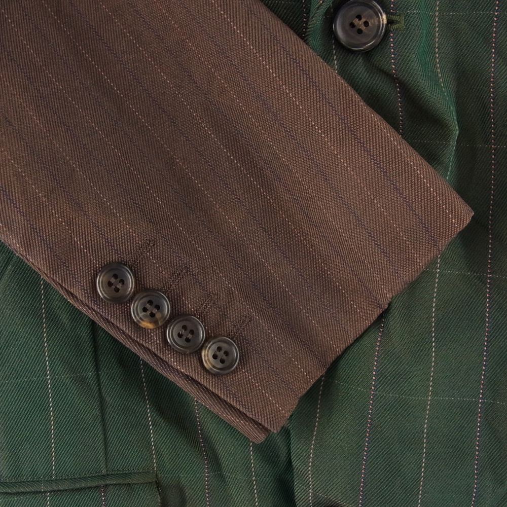 COMME des GARCONS HOMME DEUX コムデギャルソンオムドゥ AD2020 DG-J27 ポリ縮絨 サイドジップ 後ろ二重 カットオフエッジ 袖切替 テーラードジャケット グリーン系 ブラウン系 XS【美品】【中古】