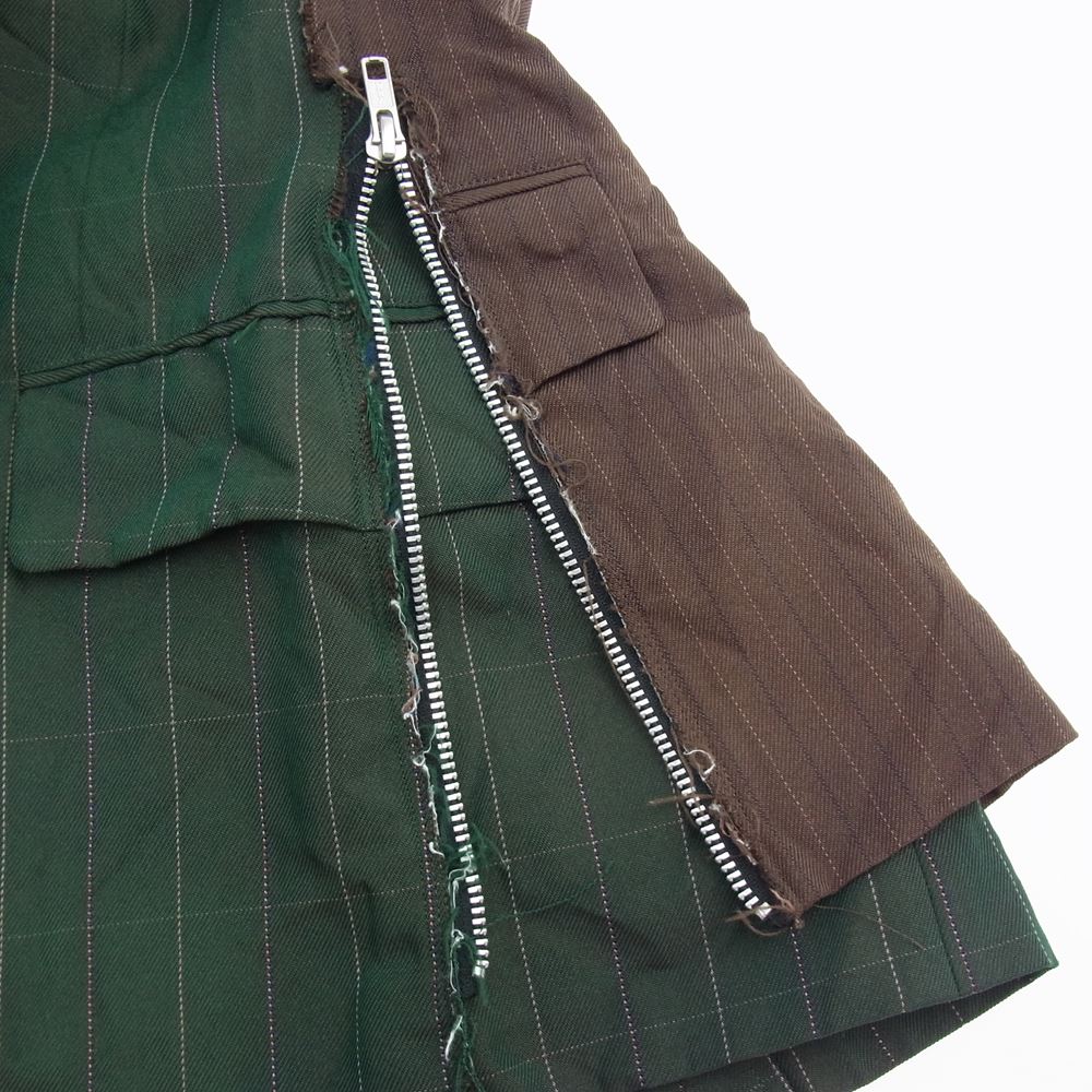COMME des GARCONS HOMME DEUX コムデギャルソンオムドゥ AD2020 DG-J27 ポリ縮絨 サイドジップ 後ろ二重 カットオフエッジ 袖切替 テーラードジャケット グリーン系 ブラウン系 XS【美品】【中古】