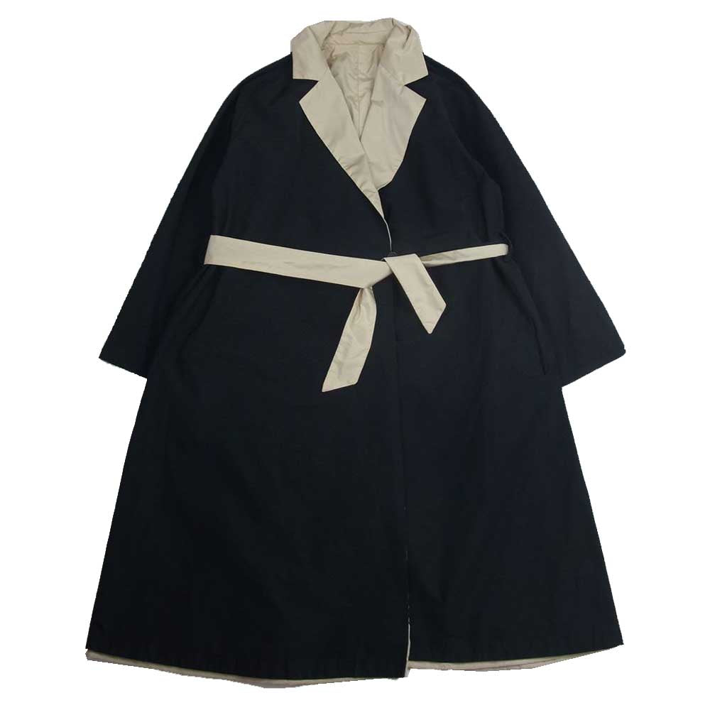 MAX MARA マックスマーラ 102101916-42-01 白タグ 国内正規品 イタリア製 リバーシブル ベルト付き エステル コート ブラック系 ベージュ系 42【中古】