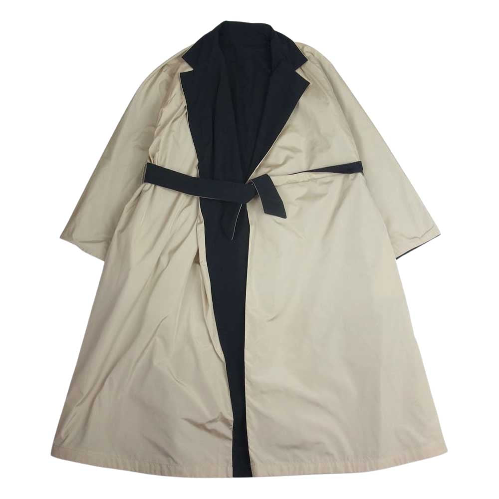 MAX MARA マックスマーラ 102101916-42-01 白タグ 国内正規品 イタリア製 リバーシブル ベルト付き エステル コート ブラック系 ベージュ系 42【中古】