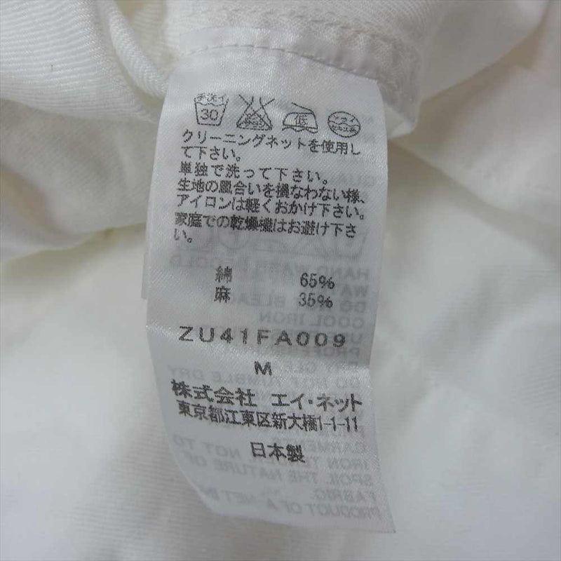 ZUCCa ズッカ ZU41FA009 コットンリネン ショップコート ホワイト系 M【美品】【中古】
