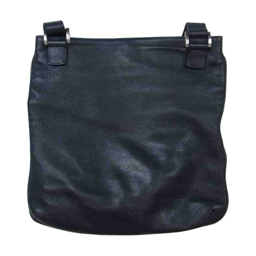 GIORGIO ARMANI ジョルジオアルマーニ イタリア製 ロゴ レザー ショルダーバッグ ダークネイビー系【中古】