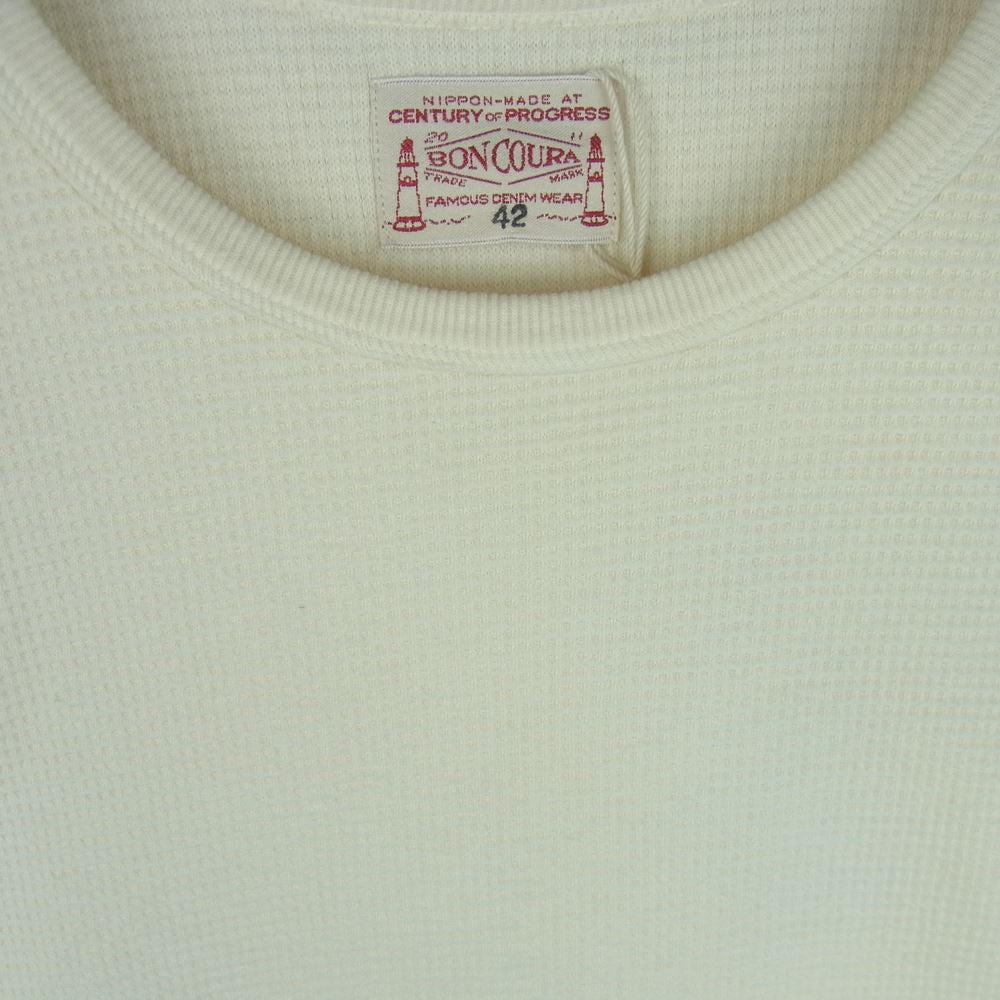 BONCOURA ボンクラ Heavy Weight Thermal Long Sleeves ヘビーウエイト ワッフル サーマル カットソー オフホワイト系 42【新古品】【未使用】【中古】
