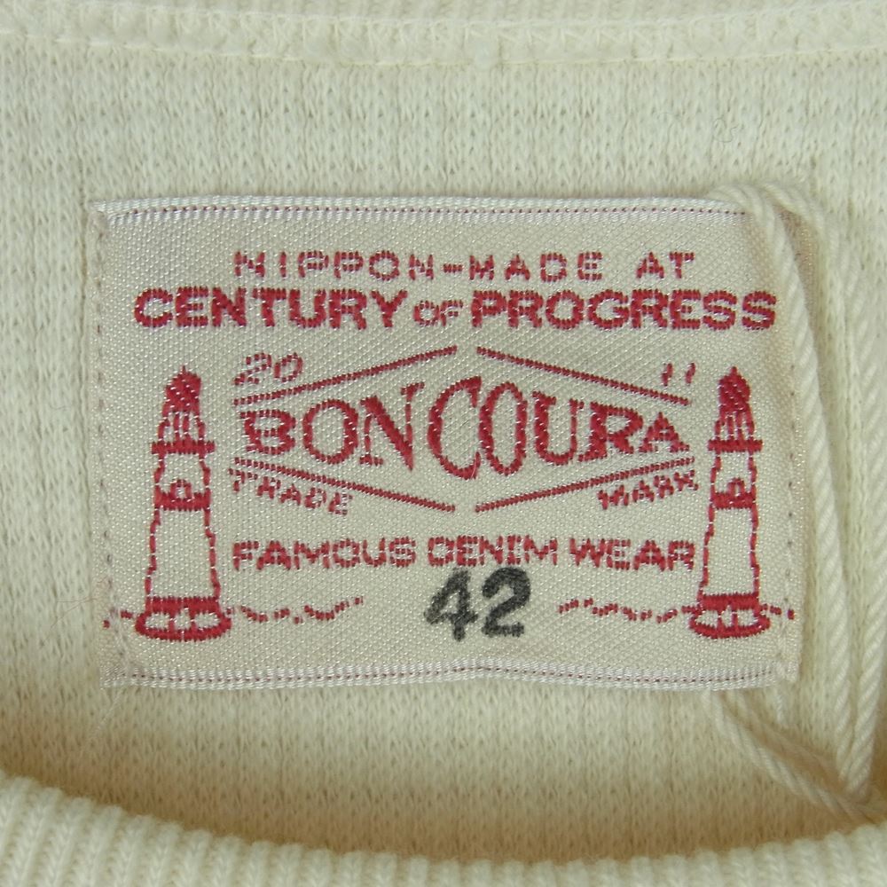 BONCOURA ボンクラ Heavy Weight Thermal Long Sleeves ヘビーウエイト ワッフル サーマル カットソー オフホワイト系 42【新古品】【未使用】【中古】