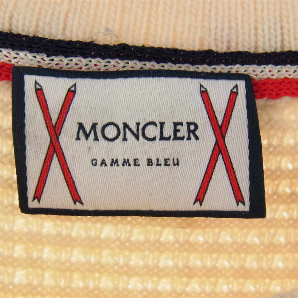 MONCLER GAMME BLEU モンクレール ガムブルー C23919006000 979AU 国内正規品 MAGLIONE TRICOT GIROCOLLO トリコロール クルーネック ニット セーター ホワイト系 ベージュ系 L【中古】