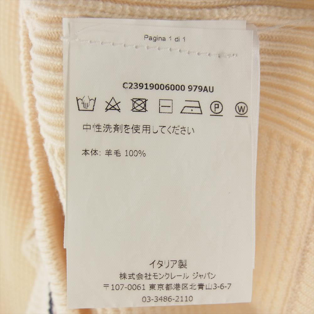 MONCLER GAMME BLEU モンクレール ガムブルー C23919006000 979AU 国内正規品 MAGLIONE TRICOT GIROCOLLO トリコロール クルーネック ニット セーター ホワイト系 ベージュ系 L【中古】