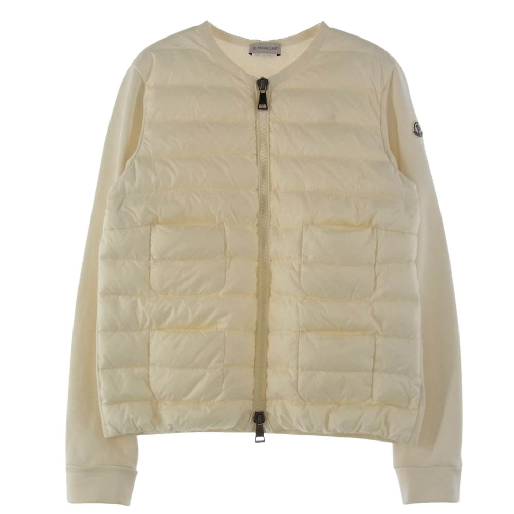 MONCLER モンクレール B20938495800 80449 国内正規品 MAGLIA CARDIGAN ダウン切替 袖スウェット カーディガン クリームベージュ系 M【中古】
