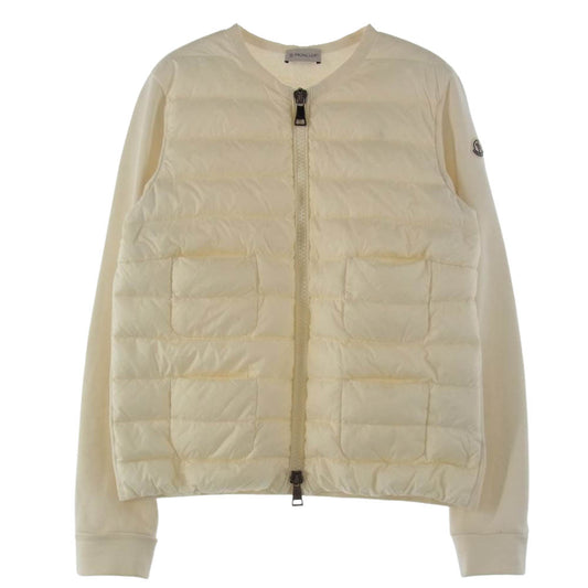 MONCLER モンクレール B20938495800 80449 国内正規品 MAGLIA CARDIGAN ダウン切替 袖スウェット カーディガン クリームベージュ系 M【中古】