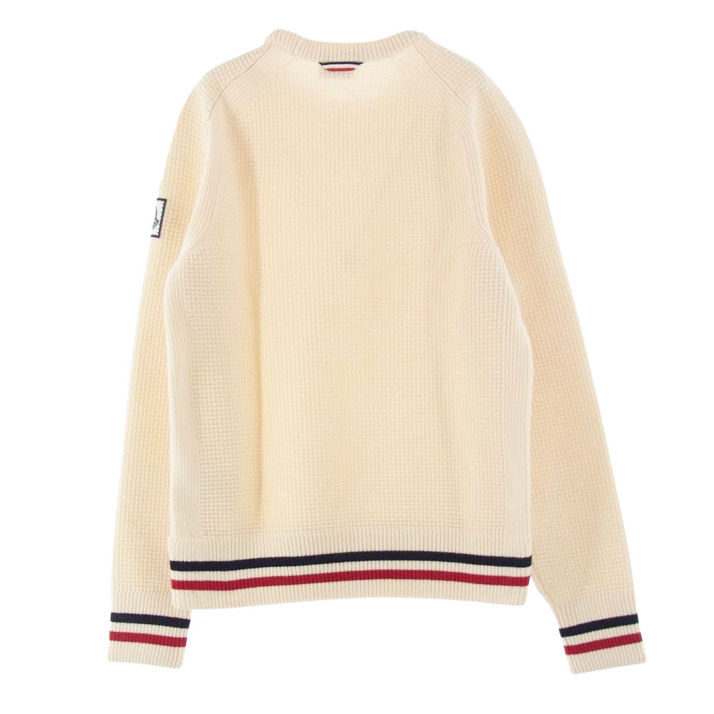 MONCLER GAMME BLEU モンクレール ガムブルー C23919006000 979AU 国内正規品 MAGLIONE TRICOT GIROCOLLO トリコロール クルーネック ニット セーター ホワイト系 ベージュ系 S【美品】【中古】