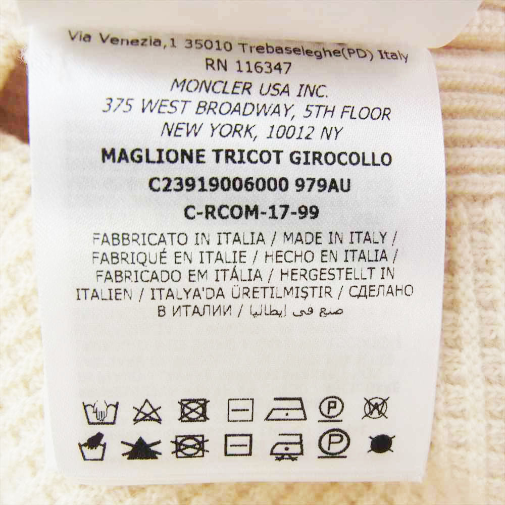 MONCLER GAMME BLEU モンクレール ガムブルー C23919006000 979AU 国内正規品 MAGLIONE TRICOT GIROCOLLO トリコロール クルーネック ニット セーター ホワイト系 ベージュ系 S【美品】【中古】