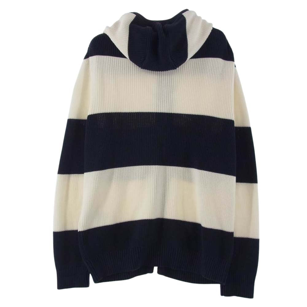 MONCLER モンクレール G10919B71000 V9215 国内正規品 CARDIGAN TORICOT トリコカーディガン ボーダー ジップ パーカー ネイビー系 ホワイト系 L【美品】【中古】