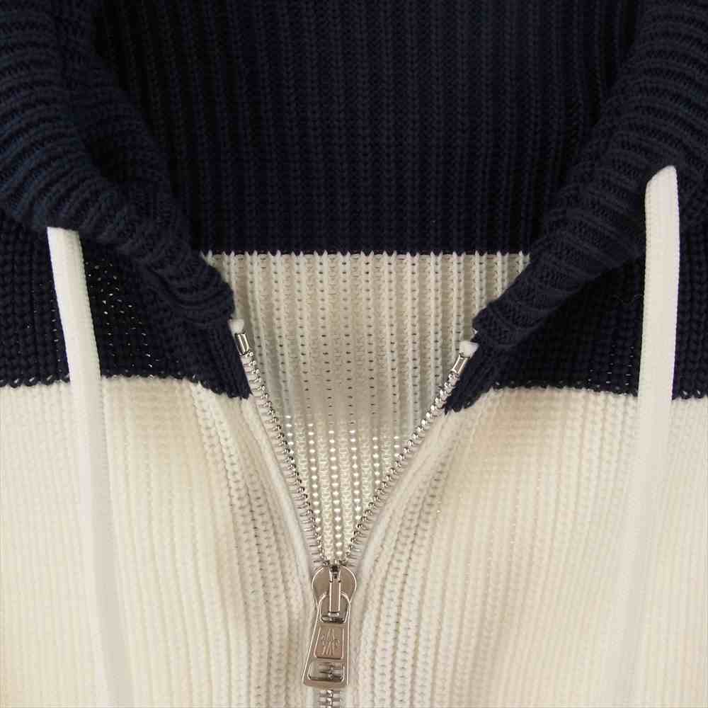 MONCLER モンクレール G10919B71000 V9215 国内正規品 CARDIGAN TORICOT トリコカーディガン ボーダー ジップ パーカー ネイビー系 ホワイト系 L【美品】【中古】