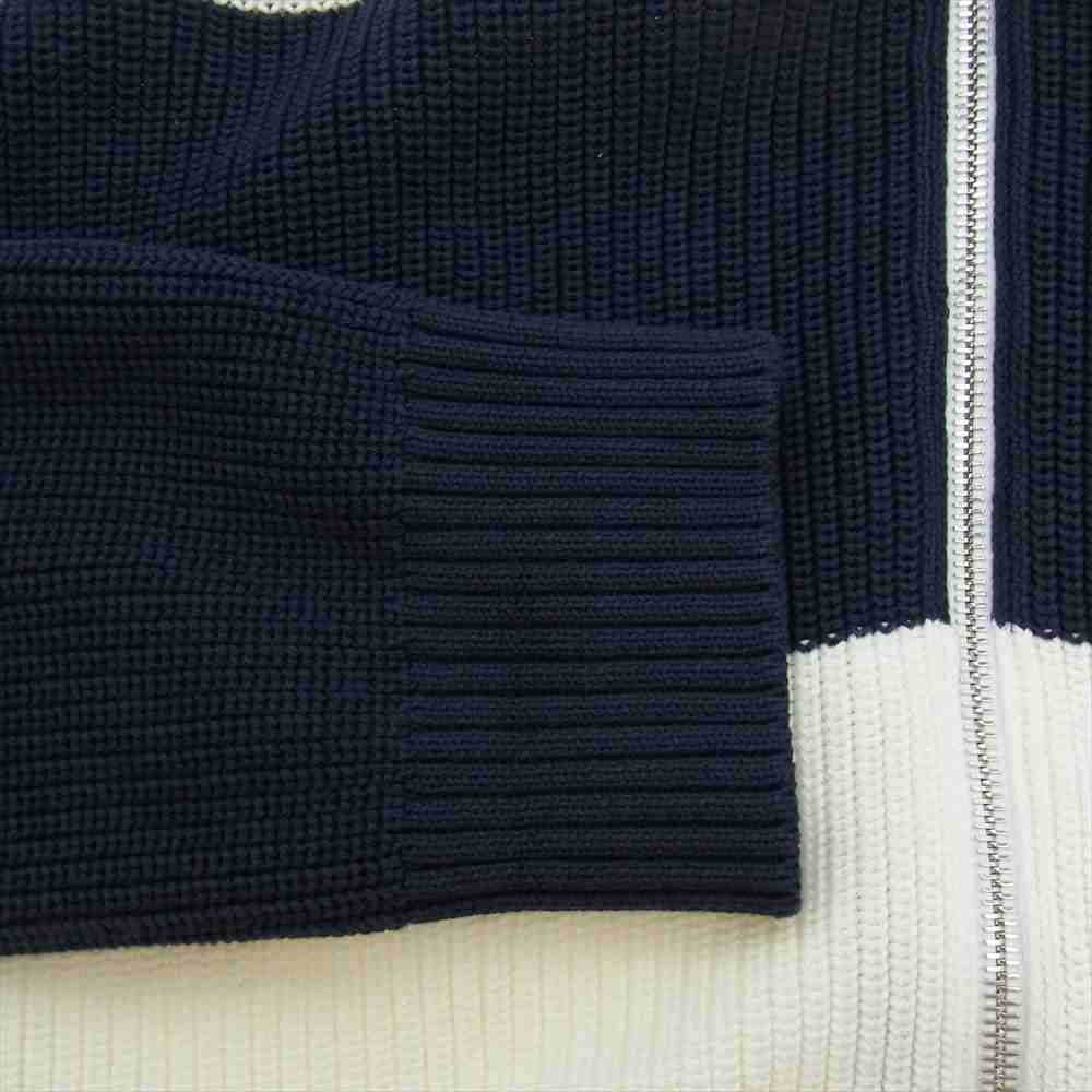 MONCLER モンクレール G10919B71000 V9215 国内正規品 CARDIGAN TORICOT トリコカーディガン ボーダー ジップ パーカー ネイビー系 ホワイト系 L【美品】【中古】