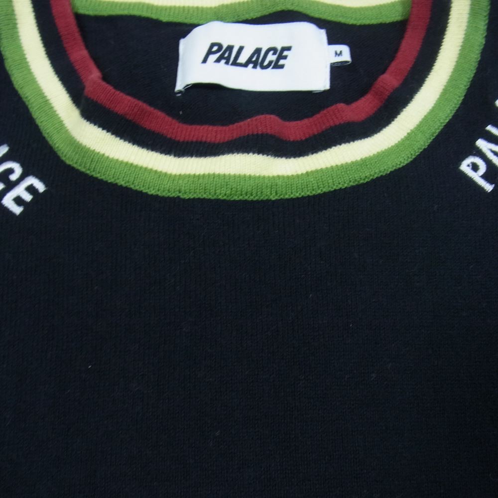 パレス JUMBO FONT KNIT Palasonic ジャンボ フォント クルーネック ニット ブラック系 M【中古】
