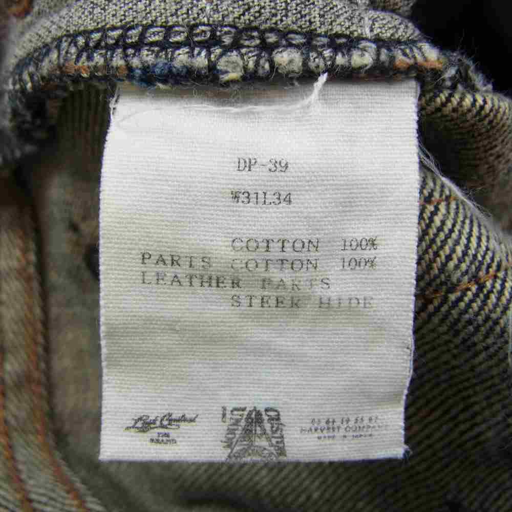 LOST CONTROL ロストコントロール DP-39 5P DENIM PANTS 股リベット レザー ポケット デニム パンツ インディゴブルー系【中古】