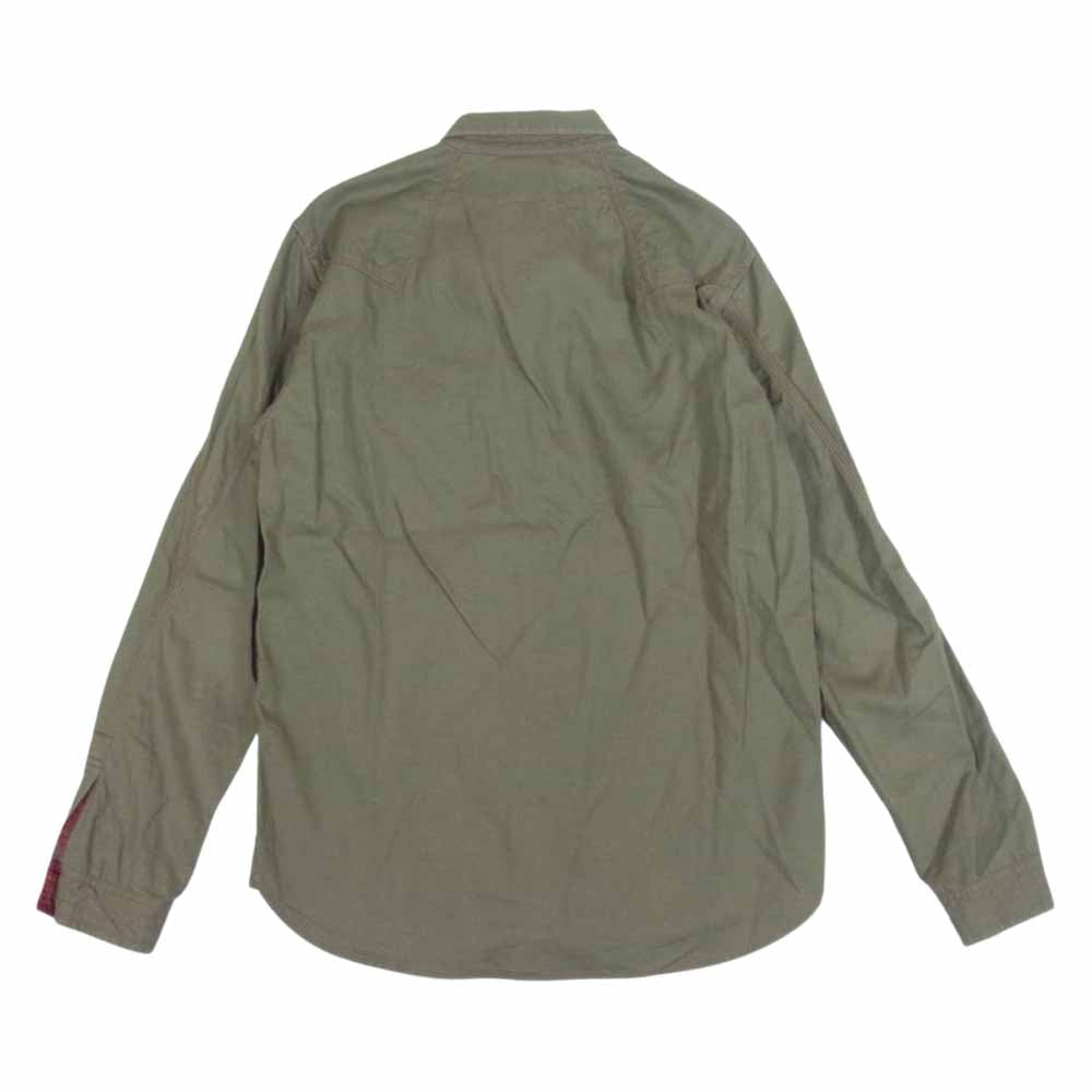 GERUGA ゲルガ GR-S-17 丸襟 長袖 ワーク シャツ ブラウン系 カーキ系 2【中古】