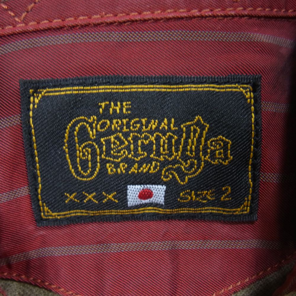 GERUGA ゲルガ GR-S-17 丸襟 長袖 ワーク シャツ ブラウン系 カーキ系 2【中古】