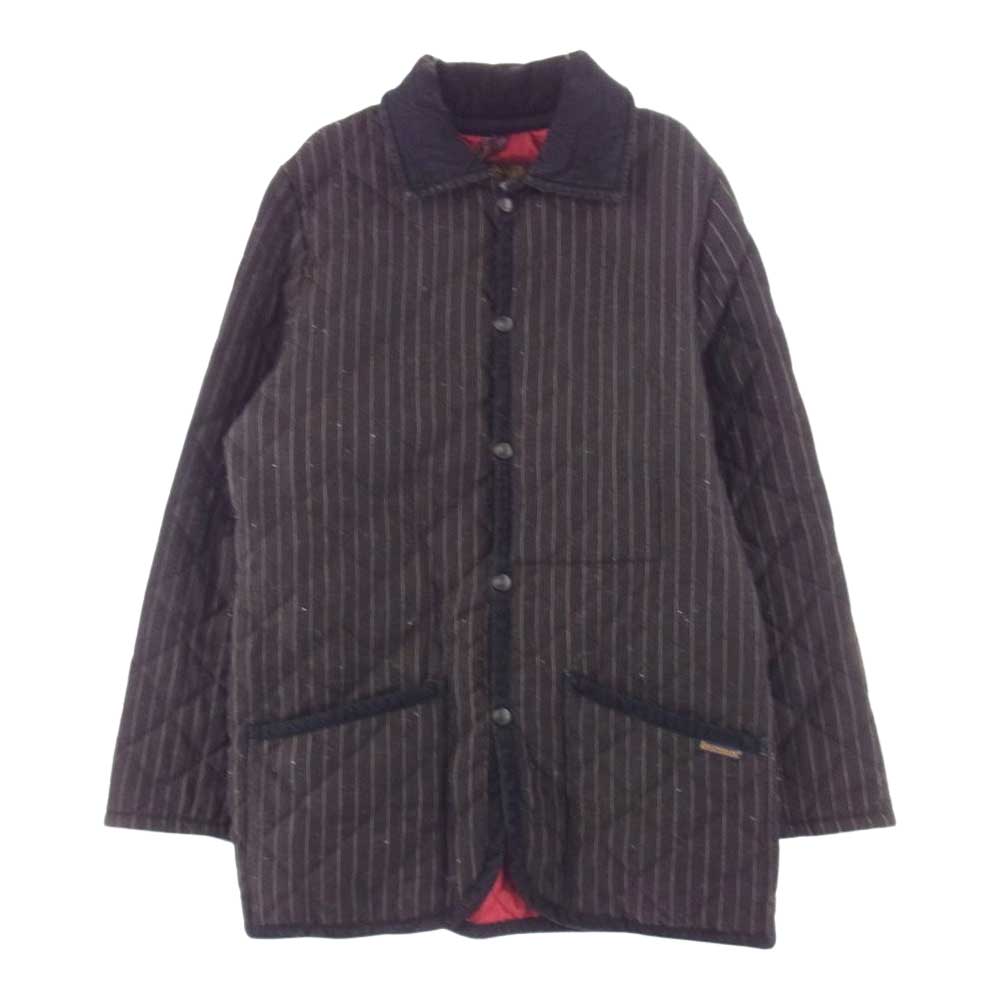 LAVENHAM ラベンハム × BOYCOTT ダブルネーム 中綿ストライプ キルティングジャケット ブラック系 US 36【中古】