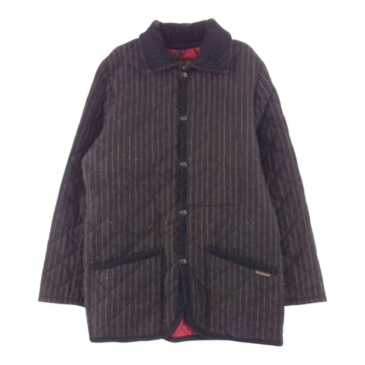 LAVENHAM ラベンハム × BOYCOTT ダブルネーム 中綿ストライプ キルティングジャケット ブラック系 US 36【中古】