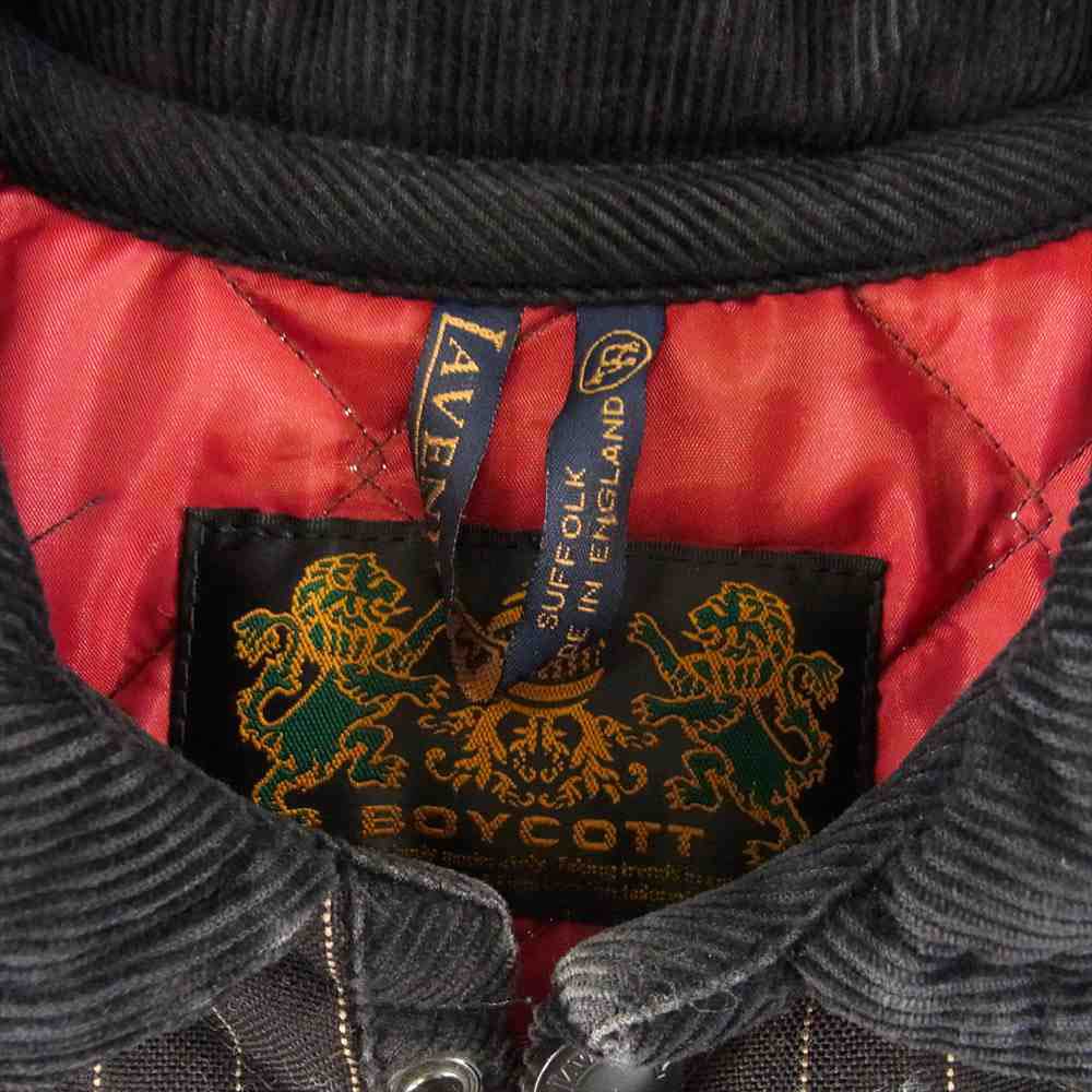 LAVENHAM ラベンハム × BOYCOTT ダブルネーム 中綿ストライプ キルティングジャケット ブラック系 US 36【中古】