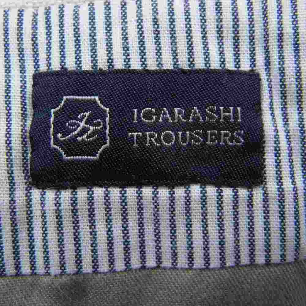 五十嵐トラウザーズ 日本製 1タック センタープレス リネン100％ スラックス パンツ ベージュ系【中古】