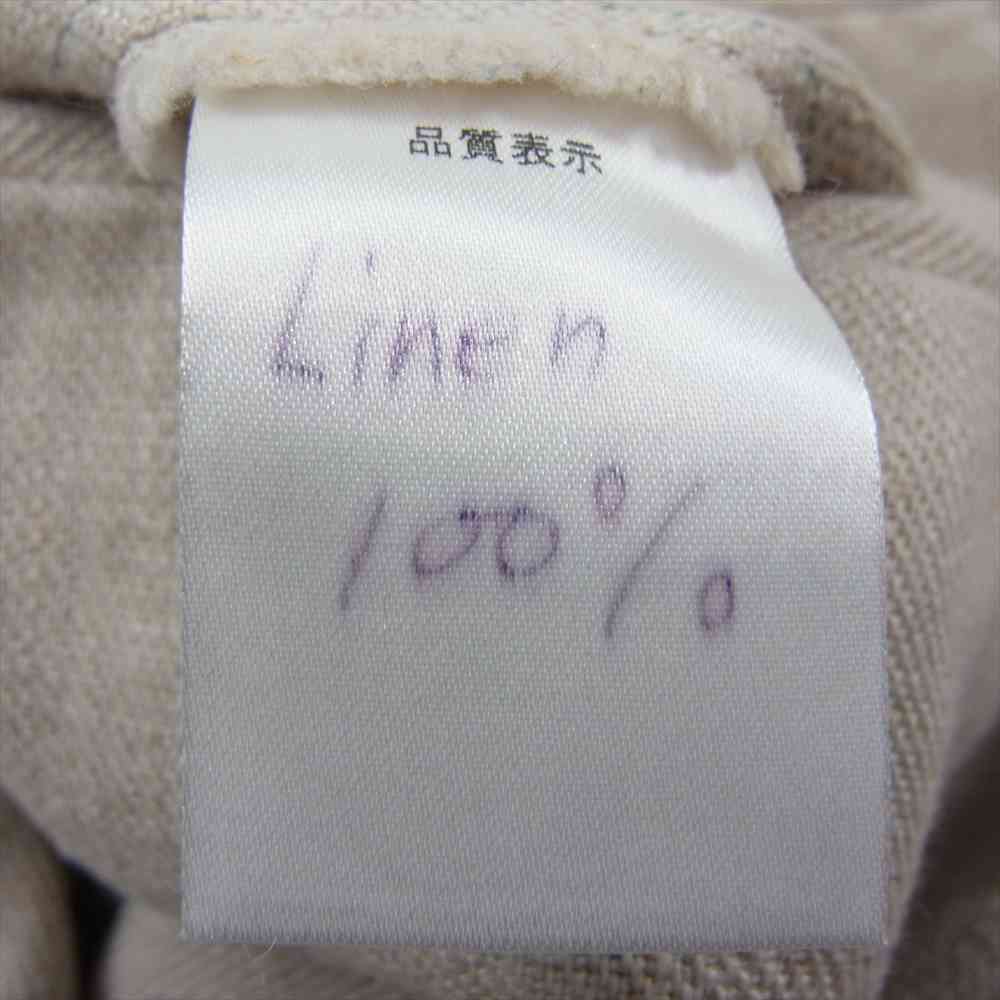 五十嵐トラウザーズ 日本製 1タック センタープレス リネン100％ スラックス パンツ ベージュ系【中古】