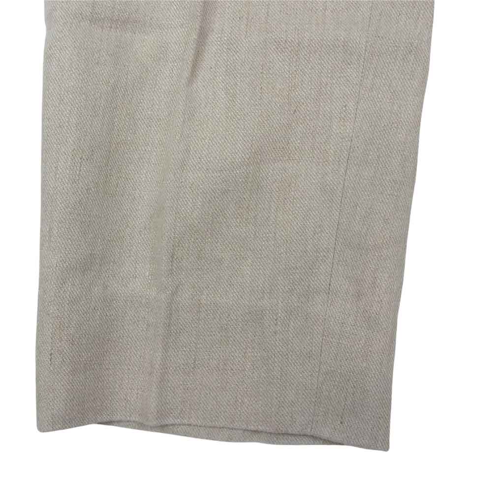 五十嵐トラウザーズ 日本製 1タック センタープレス リネン100％ スラックス パンツ ベージュ系【中古】