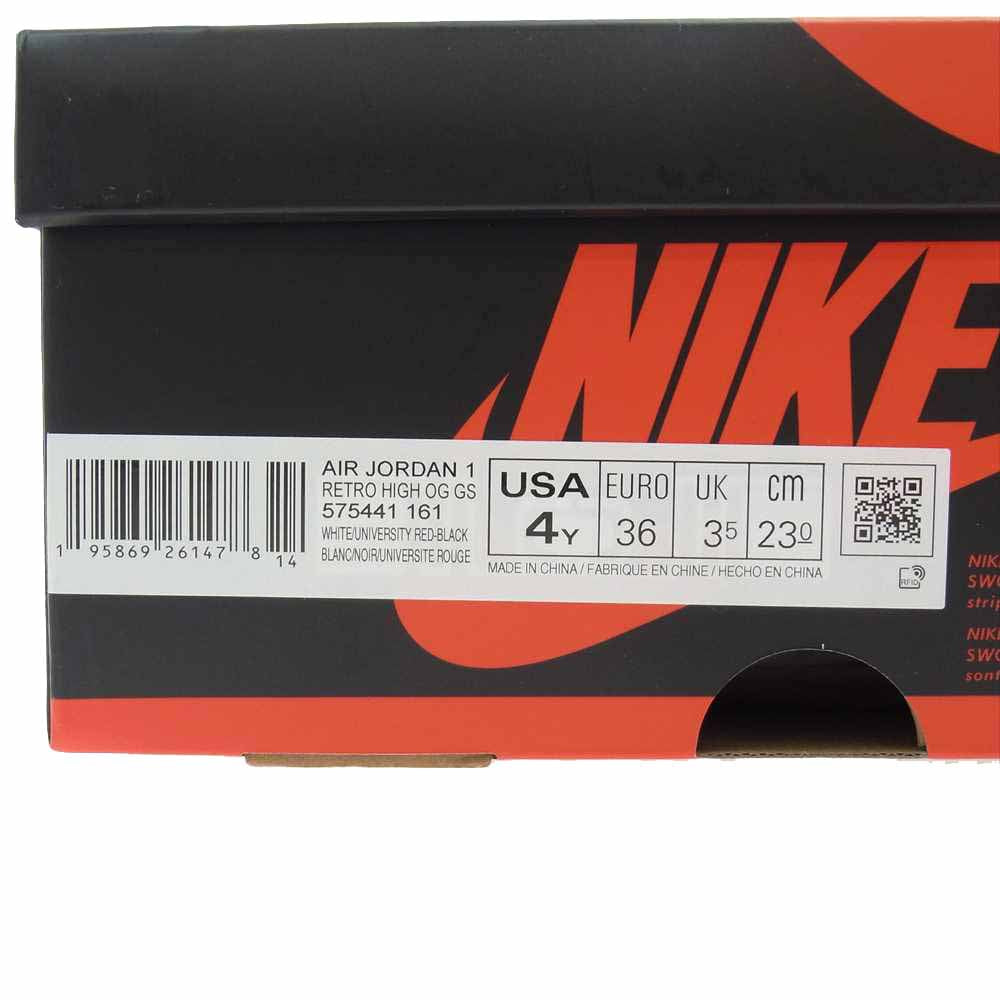 NIKE ナイキ 575441 161 AIR JORDAN 1 AJ1 RETRO HIGH OG GS エアジョーダン レトロ ハイカット スニーカー ホワイト系 レッド系 23㎝【新古品】【未使用】【中古】