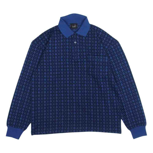 Dunhill ダンヒル イタリア製 ポケット付き 総柄 ニット 長袖 ポロシャツ マルチカラー系 ネイビー系 ブラック系 M【中古】
