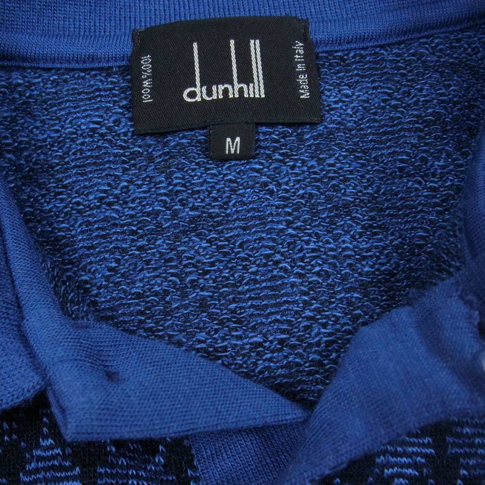 Dunhill ダンヒル イタリア製 ポケット付き 総柄 ニット 長袖 ポロシャツ マルチカラー系 ネイビー系 ブラック系 M【中古】