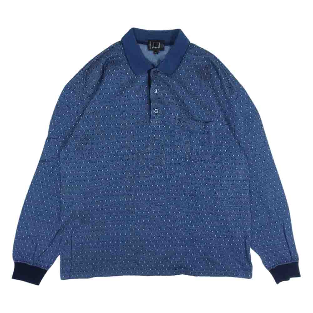 Dunhill ダンヒル KK2-T-LIT177 イタリア製 ポケット付き ロゴ刺繍 長袖 ポロシャツ マルチカラー系 グレー系 ホワイト系 L【中古】