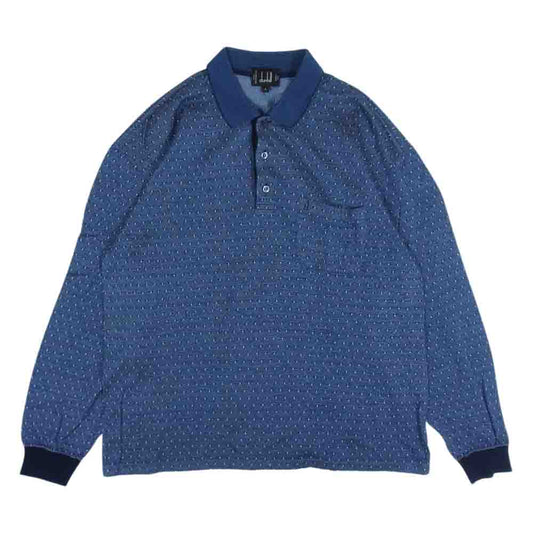 Dunhill ダンヒル KK2-T-LIT177 イタリア製 ポケット付き ロゴ刺繍 長袖 ポロシャツ マルチカラー系 グレー系 ホワイト系 L【中古】